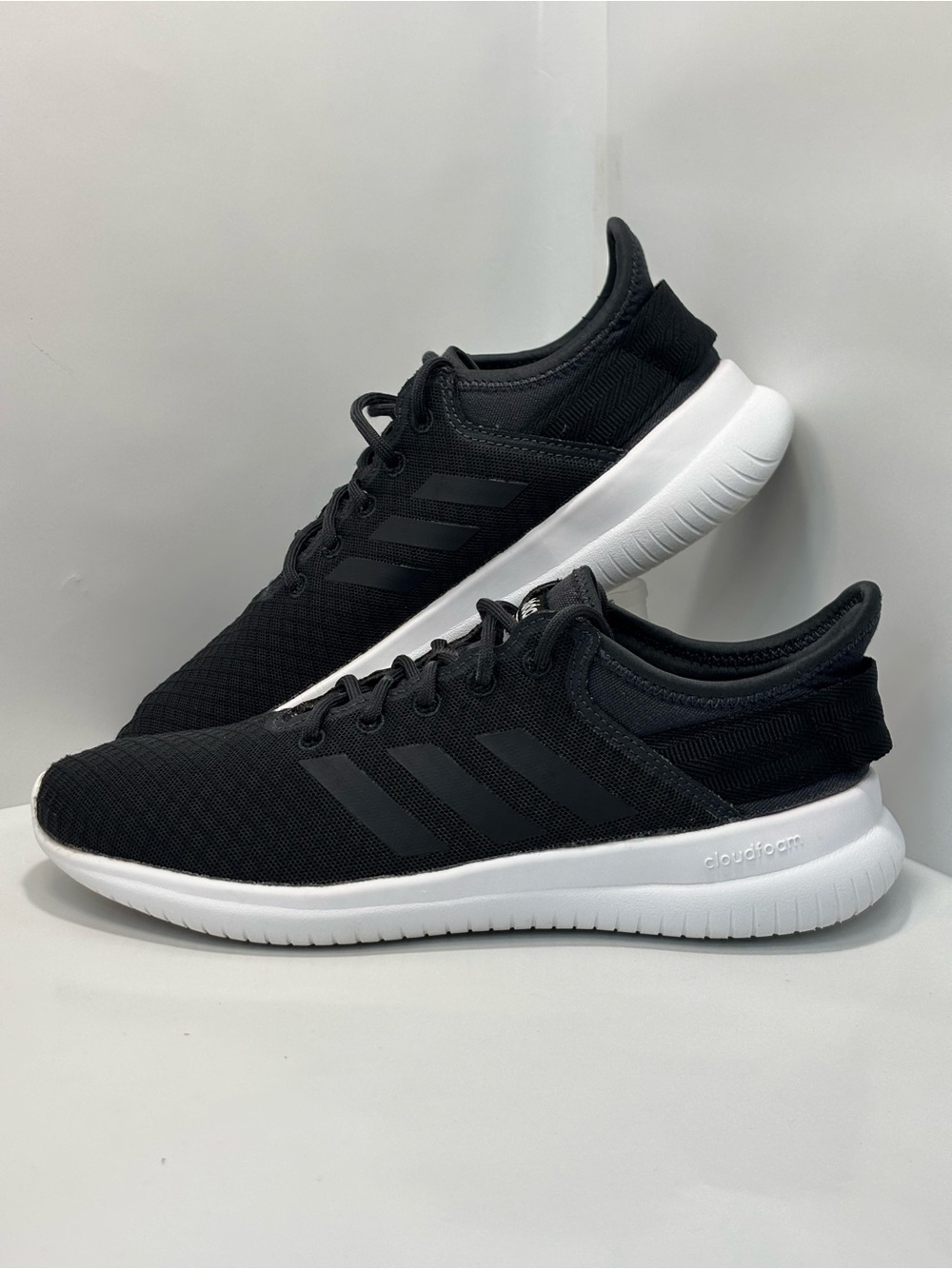 Adidas Cloudfoam QT Flex Lace-Up Womens Size 7.5 Black/White Running Shoe DA9449